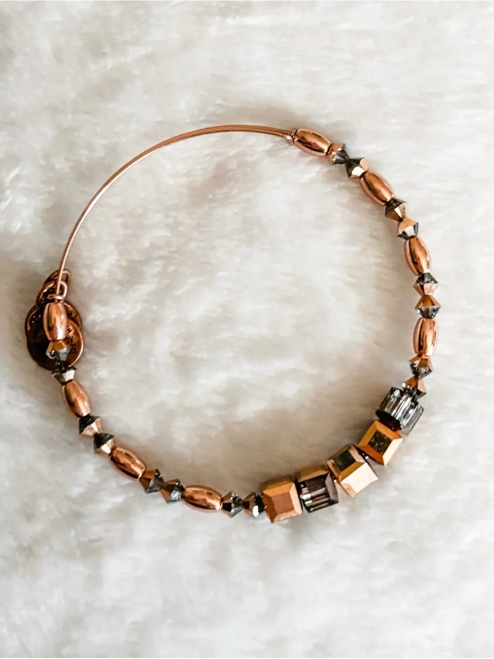 Alex and Ani Crown Beaded Bangle Bracelet - Rose Gold